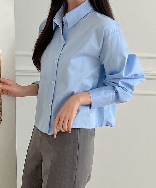 fd style（エフディ スタイル）の「コットンショートクロップシャツ（シャツ/ブラウス・レディース・LT.Blue/Yellow/Purple/DK.GRY/White/Kelly・FREE）」の19枚目の写真