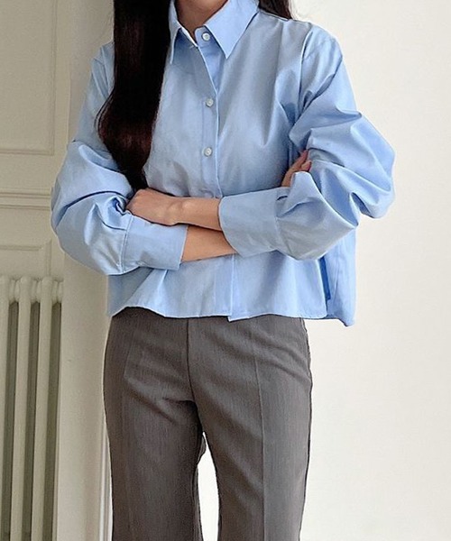 fd style（エフディ スタイル）の「コットンショートクロップシャツ（シャツ/ブラウス・レディース・LT.Blue/Yellow/Purple/DK.GRY/White/Kelly・FREE）」の20枚目の写真