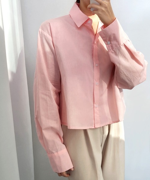 fd style（エフディ スタイル）の「コットンショートクロップシャツ（シャツ/ブラウス・レディース・LT.Blue/Yellow/Purple/DK.GRY/White/Kelly・FREE）」の21枚目の写真