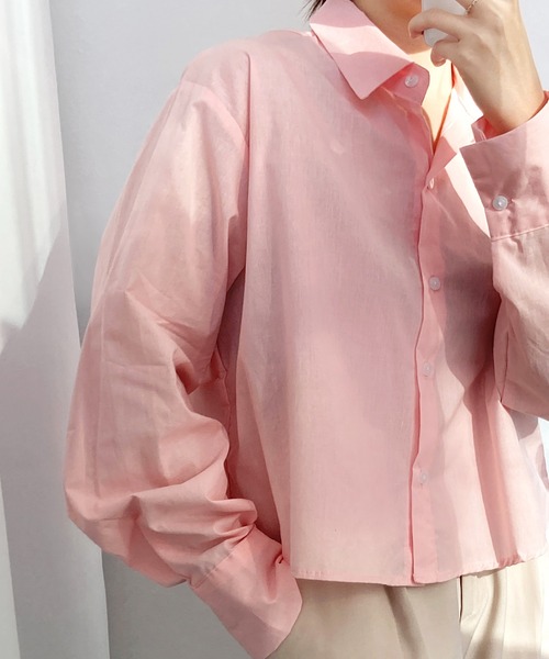 fd style（エフディ スタイル）の「コットンショートクロップシャツ（シャツ/ブラウス・レディース・LT.Blue/Yellow/Purple/DK.GRY/White/Kelly・FREE）」の22枚目の写真