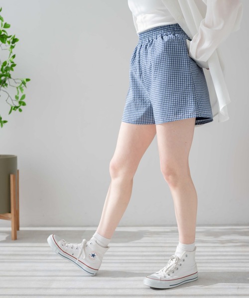 WEGO（ウィゴー）の「WEGO/【セットアップ対応】ポコポコチェックイージーショートパンツ（スラックス・レディース・ブルー系その他2/ブラック系その他2・FREE）」の7枚目の写真