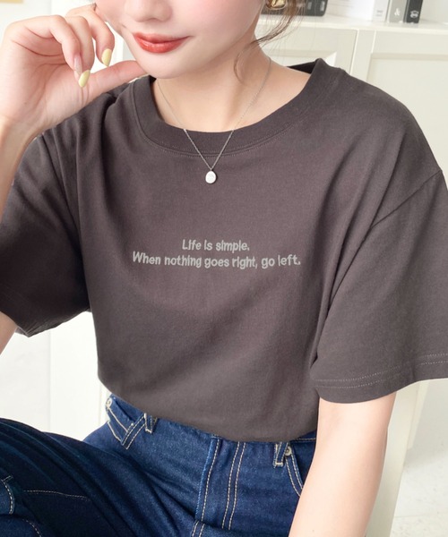 セール】ロゴ刺繍半袖Tシャツ（Tシャツ/カットソー）｜moment+