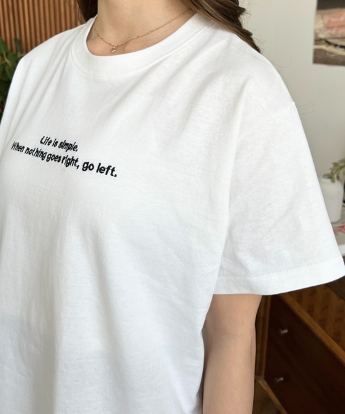 レディースホワイト 半袖Tシャツ ロゴ刺繍　Ⅿ moment+ tシャツ ロゴ刺繍半袖Tシャツ レディース : ZOZOTOWN