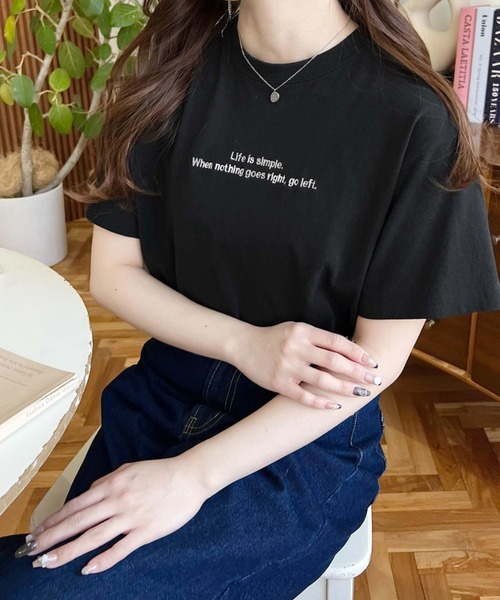 セール】ロゴ刺繍半袖Tシャツ（Tシャツ/カットソー）｜moment+
