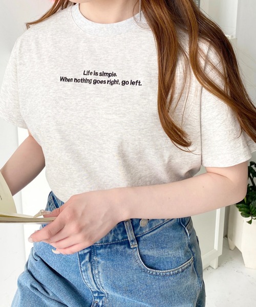セール】ロゴ刺繍半袖Tシャツ（Tシャツ/カットソー）｜moment+