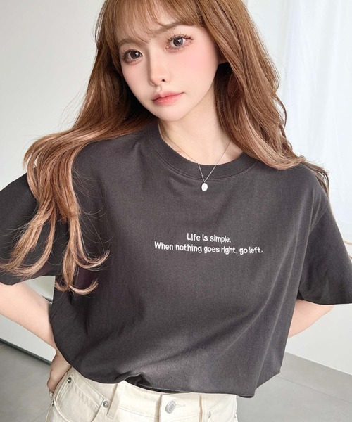 セール】ロゴ刺繍半袖Tシャツ（Tシャツ/カットソー）｜moment+