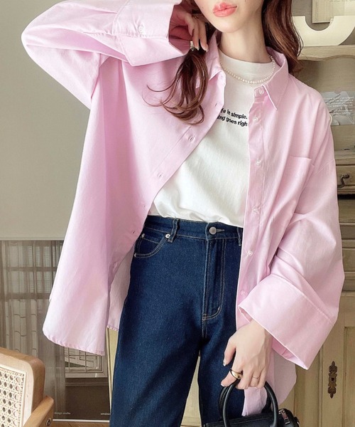 moment+（モーメントプラス）の「ロゴ刺繍半袖Tシャツ（Tシャツ/カットソー・レディース・ブラック/オフホワイト/ピンク/オートミール/チャコールグレー/グレイッシュベージュ/ブルー・M/L）」の9枚目の写真