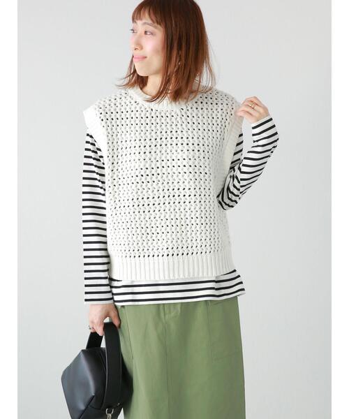 Lugnoncure（ルノンキュール）の「バスクボーダーTシャツ（Tシャツ/カットソー・レディース・ブルー/オフホワイト/ブラック/イエロー・ﾌﾘ-）」の19枚目の写真