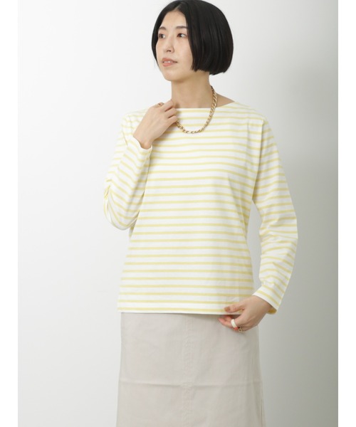 Lugnoncure（ルノンキュール）の「バスクボーダーTシャツ（Tシャツ/カットソー・レディース・ブルー/オフホワイト/ブラック/イエロー・ﾌﾘ-）」の4枚目の写真