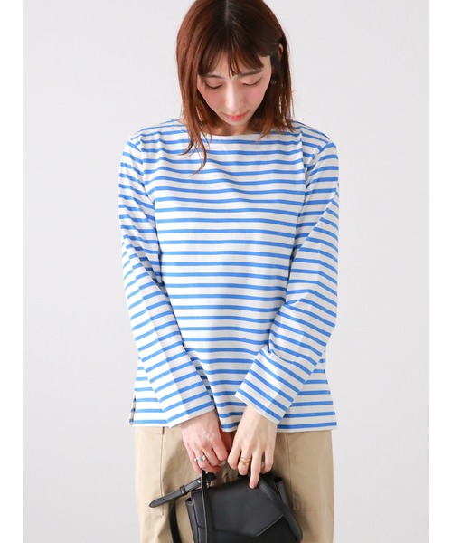 Lugnoncure（ルノンキュール）の「バスクボーダーTシャツ（Tシャツ/カットソー・レディース・ブルー/オフホワイト/ブラック/イエロー・ﾌﾘ-）」の3枚目の写真