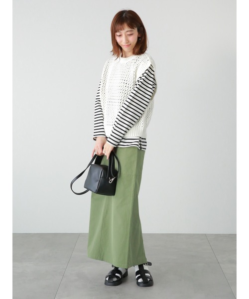 Lugnoncure（ルノンキュール）の「バスクボーダーTシャツ（Tシャツ/カットソー・レディース・ブルー/オフホワイト/ブラック/イエロー・ﾌﾘ-）」の8枚目の写真