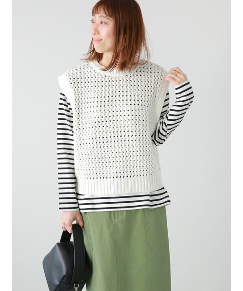 Lugnoncure（ルノンキュール）の「バスクボーダーTシャツ（Tシャツ/カットソー・レディース・ブルー/オフホワイト/ブラック/イエロー・ﾌﾘ-）」の11枚目の写真