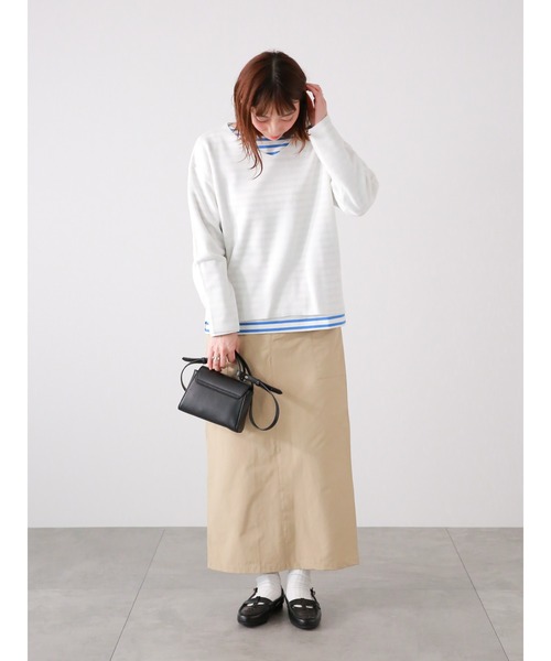 Lugnoncure（ルノンキュール）の「バスクボーダーTシャツ（Tシャツ/カットソー・レディース・ブルー/オフホワイト/ブラック/イエロー・ﾌﾘ-）」の6枚目の写真