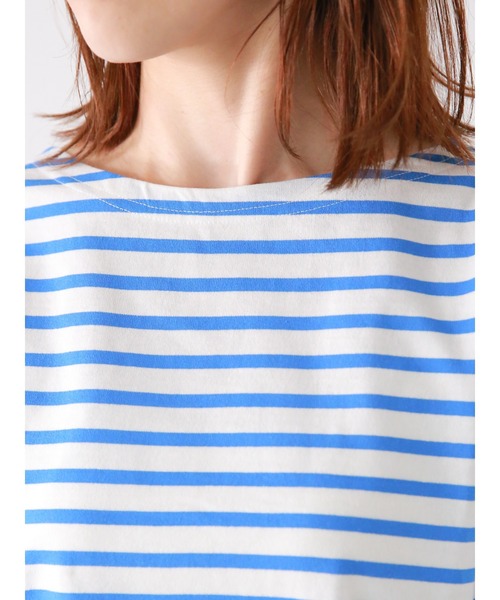 Lugnoncure（ルノンキュール）の「バスクボーダーTシャツ（Tシャツ/カットソー・レディース・ブルー/オフホワイト/ブラック/イエロー・ﾌﾘ-）」の14枚目の写真