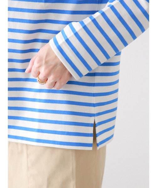 Lugnoncure（ルノンキュール）の「バスクボーダーTシャツ（Tシャツ/カットソー・レディース・ブルー/オフホワイト/ブラック/イエロー・ﾌﾘ-）」の16枚目の写真