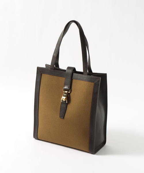EDIFICE（エディフィス）の「【S.MANO / エス マーノ】CANVAS VERTICAL TOTE（トートバッグ・メンズ・ブラック/ブラウン・FREE）」の2枚目の写真