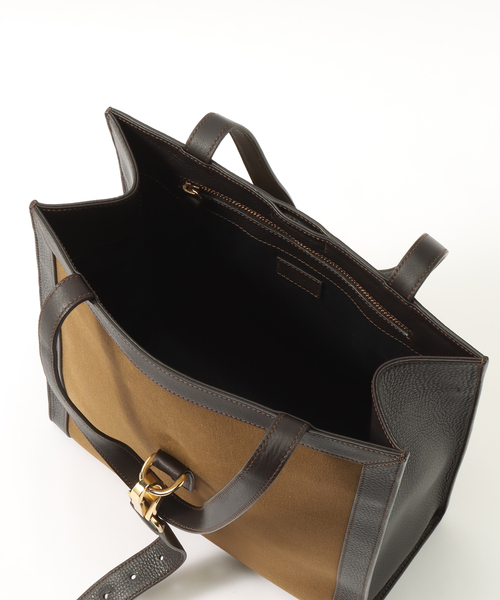 EDIFICE（エディフィス）の「【S.MANO / エス マーノ】CANVAS VERTICAL TOTE（トートバッグ・メンズ・ブラック/ブラウン・FREE）」の7枚目の写真