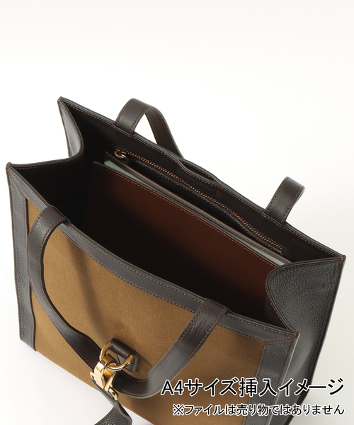 EDIFICE（エディフィス）の「【S.MANO / エス マーノ】CANVAS VERTICAL TOTE（トートバッグ・メンズ・ブラック/ブラウン・FREE）」の8枚目の写真