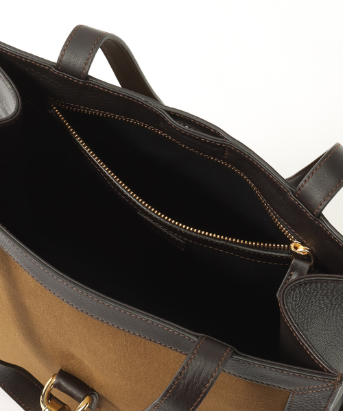 EDIFICE（エディフィス）の「【S.MANO / エス マーノ】CANVAS VERTICAL TOTE（トートバッグ・メンズ・ブラック/ブラウン・FREE）」の9枚目の写真
