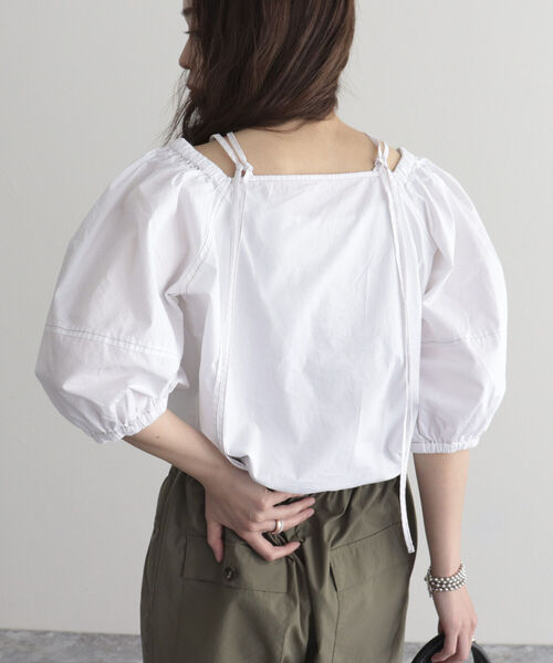 fredy emue（フレディエミュ）の「マルチウェイ袖ボリュームブラウス（シャツ/ブラウス・レディース・ネイビー/オフホワイト/レッド・38）」の4枚目の写真