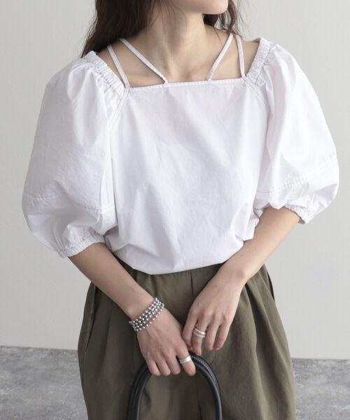 fredy emue（フレディエミュ）の「マルチウェイ袖ボリュームブラウス（シャツ/ブラウス・レディース・ネイビー/オフホワイト/レッド・38）」の11枚目の写真