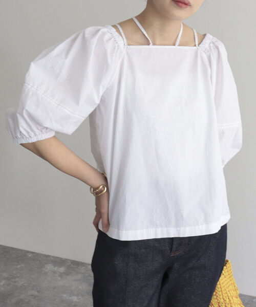 fredy emue（フレディエミュ）の「マルチウェイ袖ボリュームブラウス（シャツ/ブラウス・レディース・ネイビー/オフホワイト/レッド・38）」の12枚目の写真