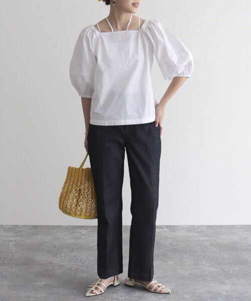 fredy emue（フレディエミュ）の「マルチウェイ袖ボリュームブラウス（シャツ/ブラウス・レディース・ネイビー/オフホワイト/レッド・38）」の13枚目の写真