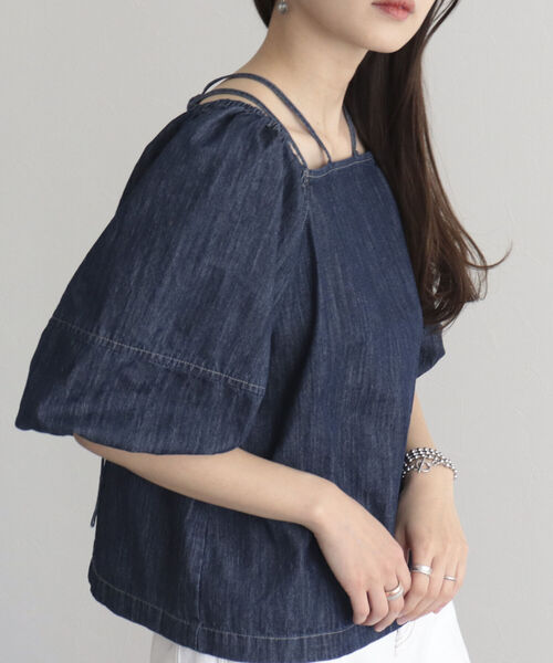 fredy emue（フレディエミュ）の「マルチウェイ袖ボリュームブラウス（シャツ/ブラウス・レディース・ネイビー/オフホワイト/レッド・38）」の7枚目の写真