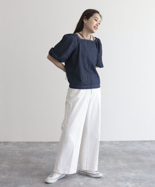 fredy emue（フレディエミュ）の「マルチウェイ袖ボリュームブラウス（シャツ/ブラウス・レディース・ネイビー/オフホワイト/レッド・38）」の14枚目の写真