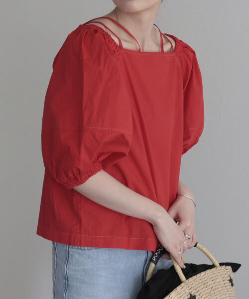 fredy emue（フレディエミュ）の「マルチウェイ袖ボリュームブラウス（シャツ/ブラウス・レディース・ネイビー/オフホワイト/レッド・38）」の8枚目の写真