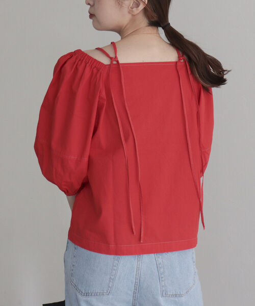 fredy emue（フレディエミュ）の「マルチウェイ袖ボリュームブラウス（シャツ/ブラウス・レディース・ネイビー/オフホワイト/レッド・38）」の15枚目の写真