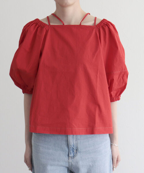 fredy emue（フレディエミュ）の「マルチウェイ袖ボリュームブラウス（シャツ/ブラウス・レディース・ネイビー/オフホワイト/レッド・38）」の9枚目の写真