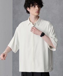 MONO-MART | 綾トロミ オーバーサイズ比翼S/Sシャツ(シャツ/ブラウス)