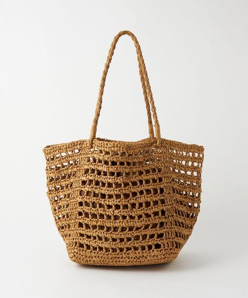 green label relaxing（グリーンレーベルリラクシング）の「ソフト ペーパー トートバッグ（かごバッグ・レディース・ナチュラル/ブラウン・FREE）」の3枚目の写真