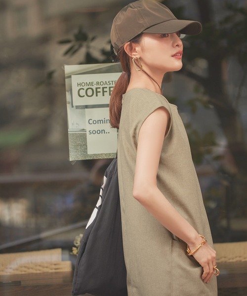 KOBE LETTUCE（コウベレタス）の「[ 田中亜希子さんコラボ ] リネンライクオールインワン（つなぎ/オールインワン・レディース・サンドベージュ/ダークネイビー/ブルー・M/PM）」の11枚目の写真