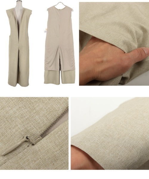 KOBE LETTUCE（コウベレタス）の「[ 田中亜希子さんコラボ ] リネンライクオールインワン（つなぎ/オールインワン・レディース・サンドベージュ/ダークネイビー/ブルー・M/PM）」の17枚目の写真