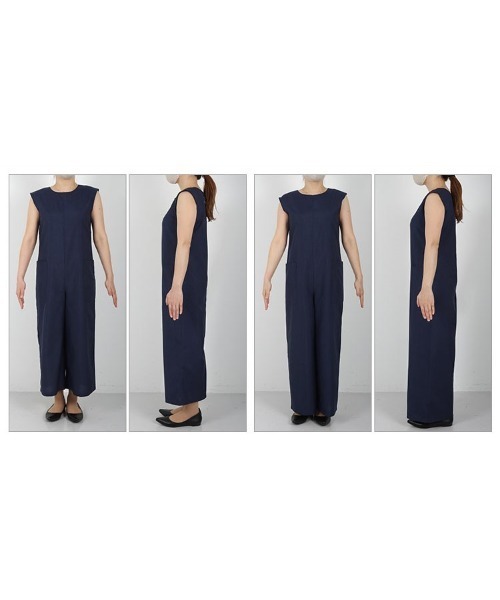 KOBE LETTUCE（コウベレタス）の「[ 田中亜希子さんコラボ ] リネンライクオールインワン（つなぎ/オールインワン・レディース・サンドベージュ/ダークネイビー/ブルー・M/PM）」の6枚目の写真