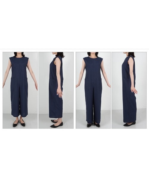 KOBE LETTUCE（コウベレタス）の「[ 田中亜希子さんコラボ ] リネンライクオールインワン（つなぎ/オールインワン・レディース・サンドベージュ/ダークネイビー/ブルー・M/PM）」の10枚目の写真