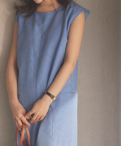 KOBE LETTUCE（コウベレタス）の「[ 田中亜希子さんコラボ ] リネンライクオールインワン（つなぎ/オールインワン・レディース・サンドベージュ/ダークネイビー/ブルー・M/PM）」の7枚目の写真