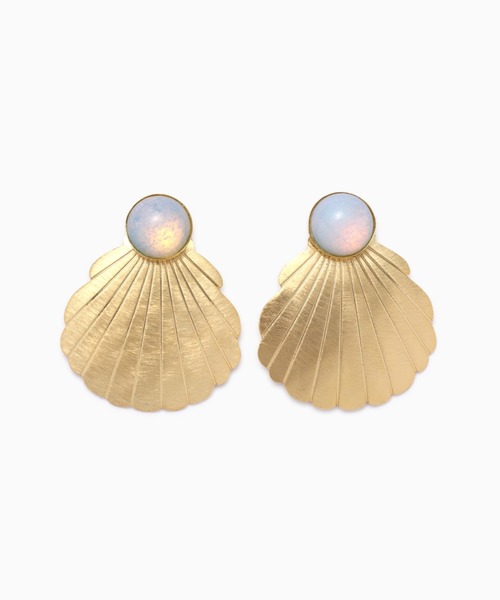 ROSE BUD(ローズバッド)の「(Eneida Franca)カラーパーツ×大振りシェルモチーフピアス(ピアス(両耳用)・レディース・ホワイト/ブルー・FREE)」の1枚目の写真