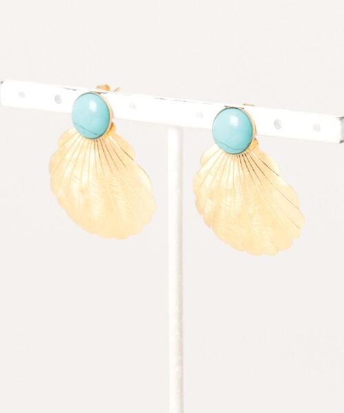 ROSE BUD(ローズバッド)の「(Eneida Franca)カラーパーツ×大振りシェルモチーフピアス(ピアス(両耳用)・レディース・ホワイト/ブルー・FREE)」の9枚目の写真