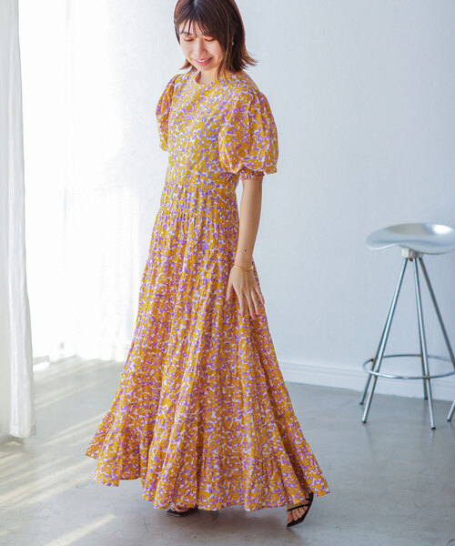 La TOTALITE（ラトータリテ）の「【Poppy Field  the label/ポピーフィールド ザ レーベル】ティアードドレス（ワンピース・レディース・パープル/ピンク・FREE）」の3枚目の写真