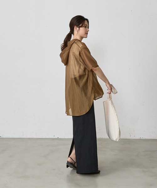 Shelly island（シェリーアイランド）の「シアーハーフスリーブアノラックパーカー（パーカー・レディース・ブラック/ブラウン/ホワイト・M）」の16枚目の写真