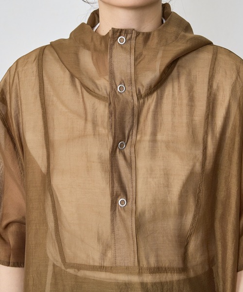 Shelly island（シェリーアイランド）の「シアーハーフスリーブアノラックパーカー（パーカー・レディース・ブラック/ブラウン/ホワイト・M）」の15枚目の写真