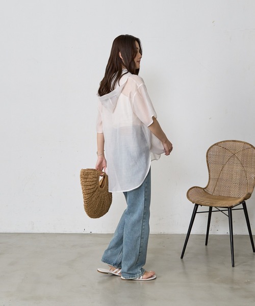 Shelly island（シェリーアイランド）の「シアーハーフスリーブアノラックパーカー（パーカー・レディース・ブラック/ブラウン/ホワイト・M）」の22枚目の写真