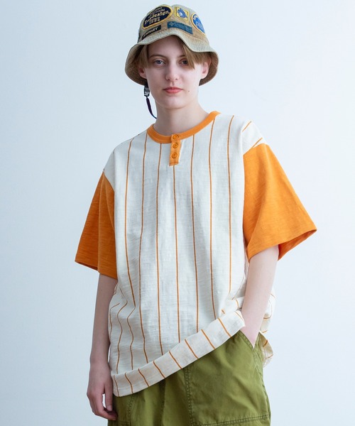 Universal Style Wear（ユニバーサルスタイルウェア）の「Universal Style Wear リンガー ヘンリー Tee（Tシャツ/カットソー・メンズ・スミクロ/マルチ/イエロー/ネイビー・LARGE/X-LARGE/MEDIUM）」の4枚目の写真