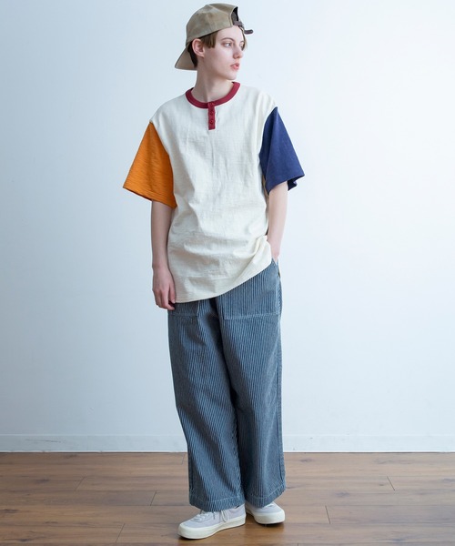 Universal Style Wear（ユニバーサルスタイルウェア）の「Universal Style Wear リンガー ヘンリー Tee（Tシャツ/カットソー・メンズ・スミクロ/マルチ/イエロー/ネイビー・LARGE/X-LARGE/MEDIUM）」の11枚目の写真