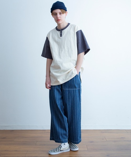 Universal Style Wear（ユニバーサルスタイルウェア）の「Universal Style Wear リンガー ヘンリー Tee（Tシャツ/カットソー・メンズ・スミクロ/マルチ/イエロー/ネイビー・LARGE/X-LARGE/MEDIUM）」の7枚目の写真