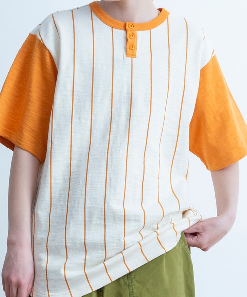 Universal Style Wear（ユニバーサルスタイルウェア）の「Universal Style Wear リンガー ヘンリー Tee（Tシャツ/カットソー・メンズ・スミクロ/マルチ/イエロー/ネイビー・LARGE/X-LARGE/MEDIUM）」の10枚目の写真