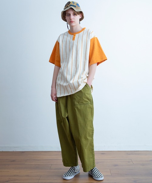 Universal Style Wear（ユニバーサルスタイルウェア）の「Universal Style Wear リンガー ヘンリー Tee（Tシャツ/カットソー・メンズ・スミクロ/マルチ/イエロー/ネイビー・LARGE/X-LARGE/MEDIUM）」の9枚目の写真